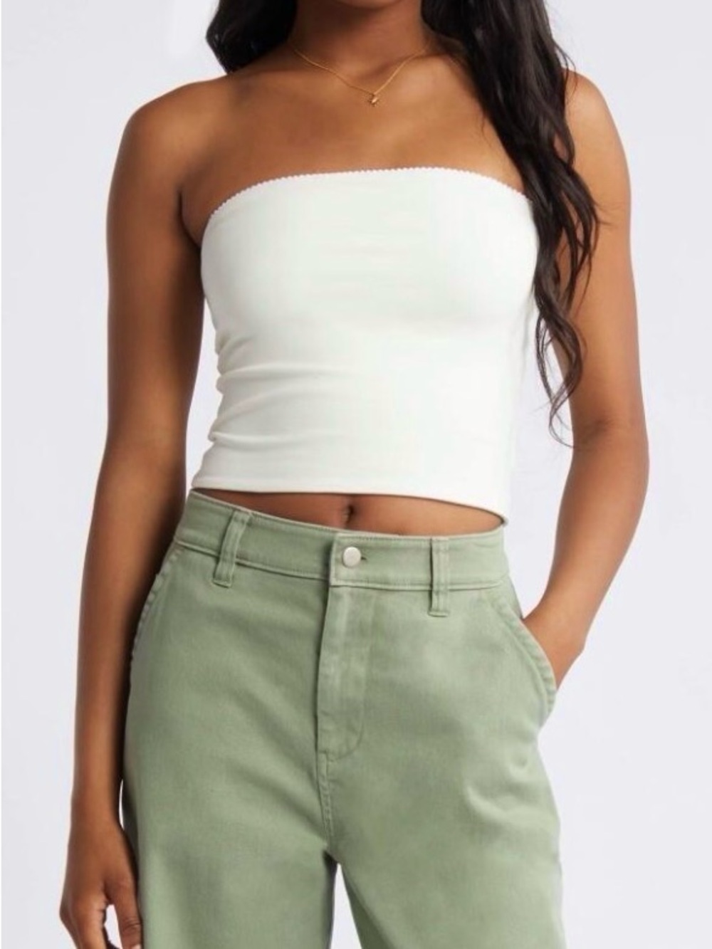 Nordstrom BP Tube Crop Top in Foam Green- Women's Strapless Retro New